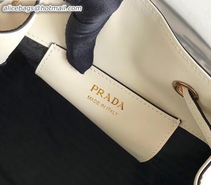 Top Grade Prada Saffiano Leather Bucket Bag 1BZ032 White