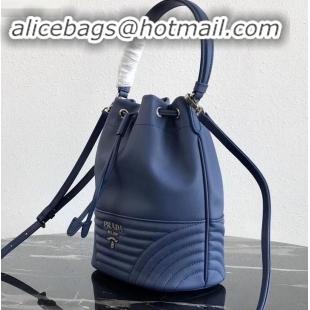 Classic Prada Leather Bucket Bag 1BH038 Blue