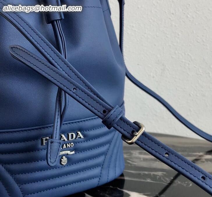 Classic Prada Leather Bucket Bag 1BH038 Blue