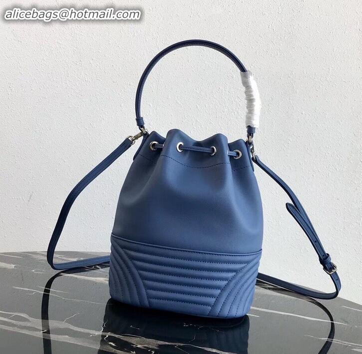 Classic Prada Leather Bucket Bag 1BH038 Blue