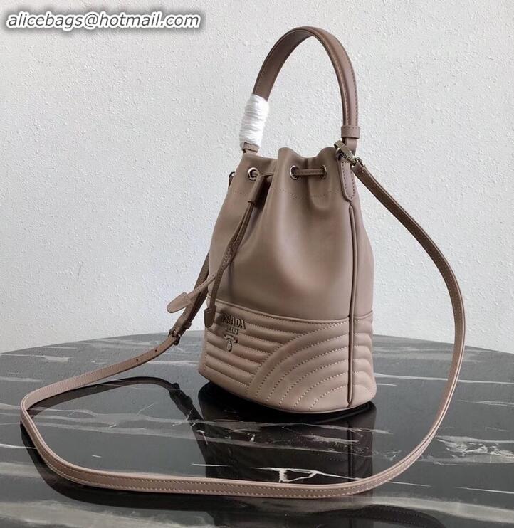 Durable Prada Leather Bucket Bag 1BH038 Nude