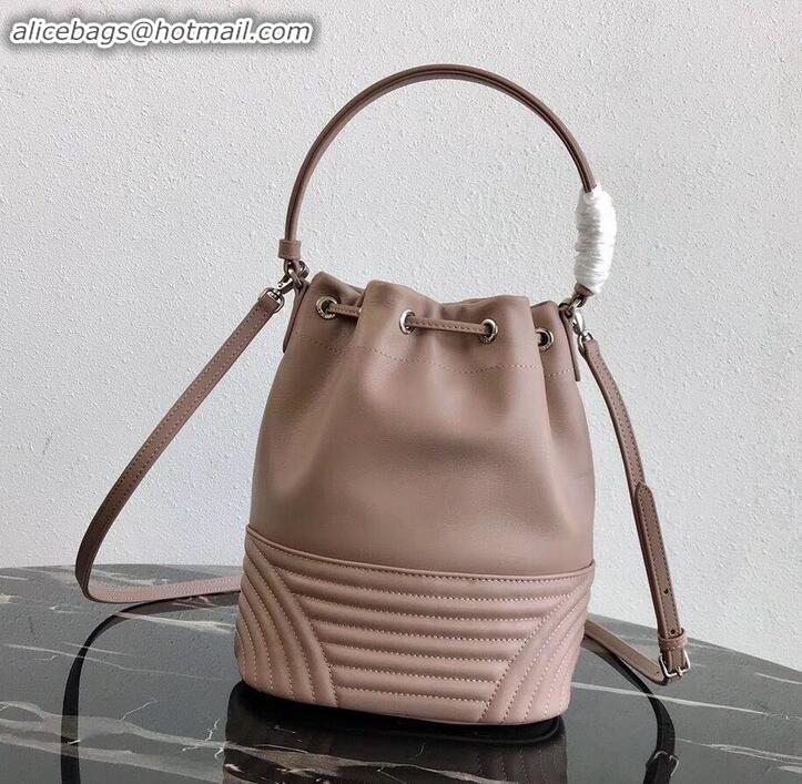 Durable Prada Leather Bucket Bag 1BH038 Nude