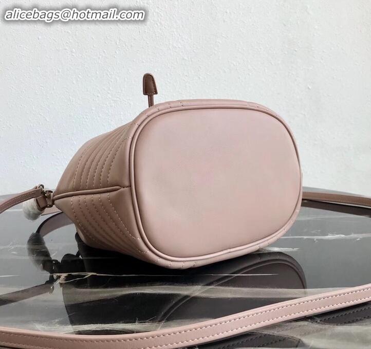 Durable Prada Leather Bucket Bag 1BH038 Nude