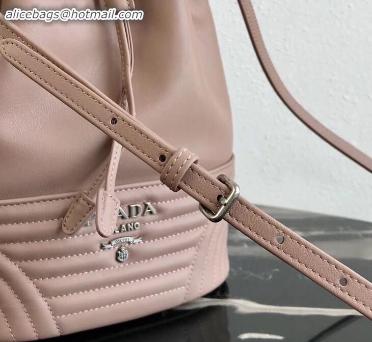 Durable Prada Leather Bucket Bag 1BH038 Nude