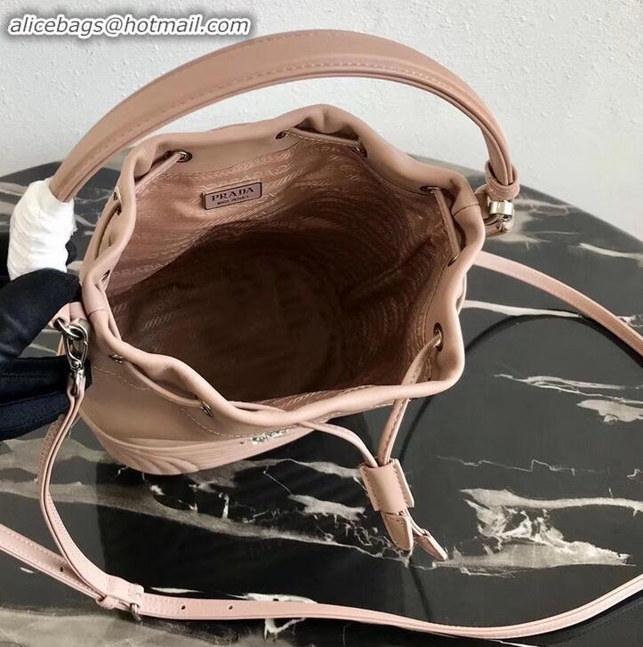 Durable Prada Leather Bucket Bag 1BH038 Nude