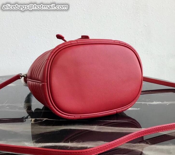 Pretty Style Prada Leather Bucket Bag 1BH038 Red