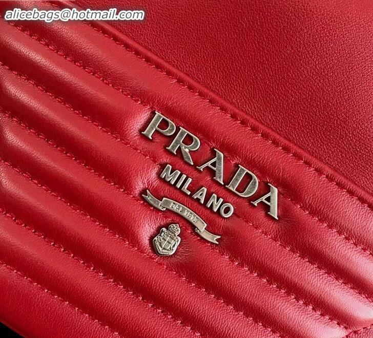 Pretty Style Prada Leather Bucket Bag 1BH038 Red