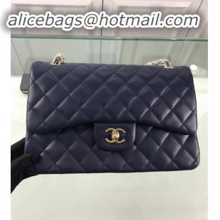 ​Top Quality Chanel Flap Shoulder Bag Original Lambskin Leather CF1113 Navy Blue Glod