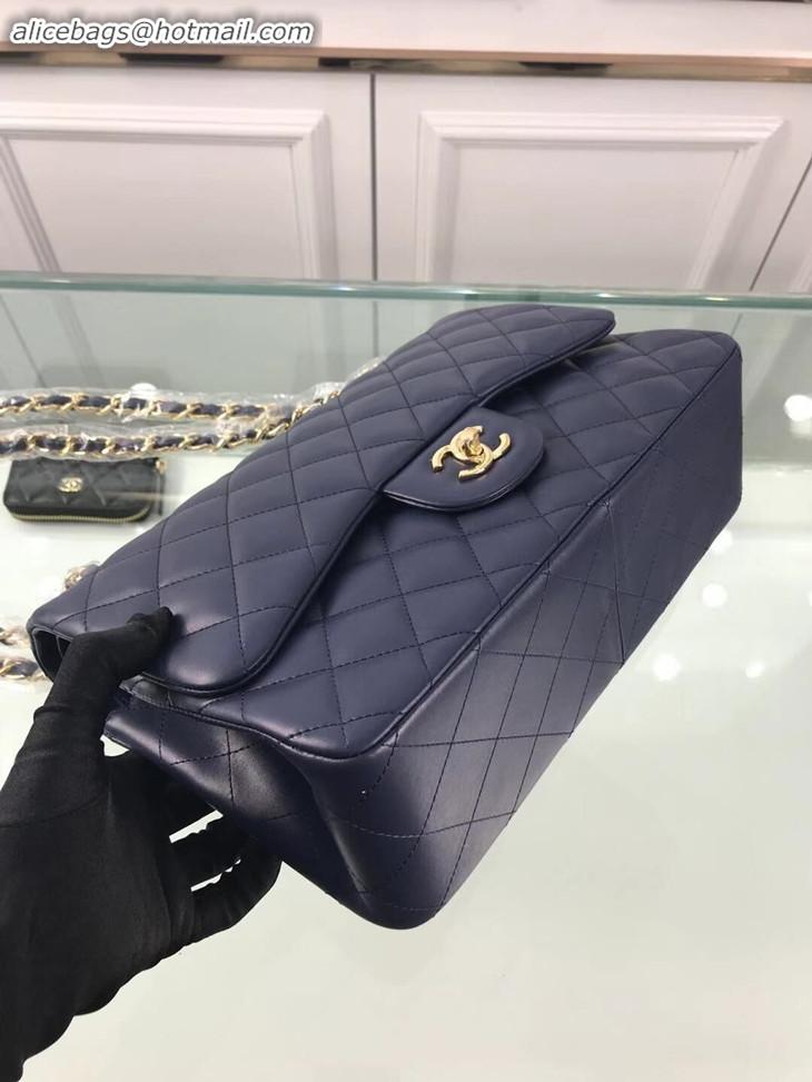 ​Top Quality Chanel Flap Shoulder Bag Original Lambskin Leather CF1113 Navy Blue Glod