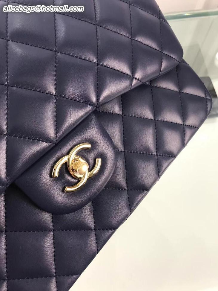 ​Top Quality Chanel Flap Shoulder Bag Original Lambskin Leather CF1113 Navy Blue Glod