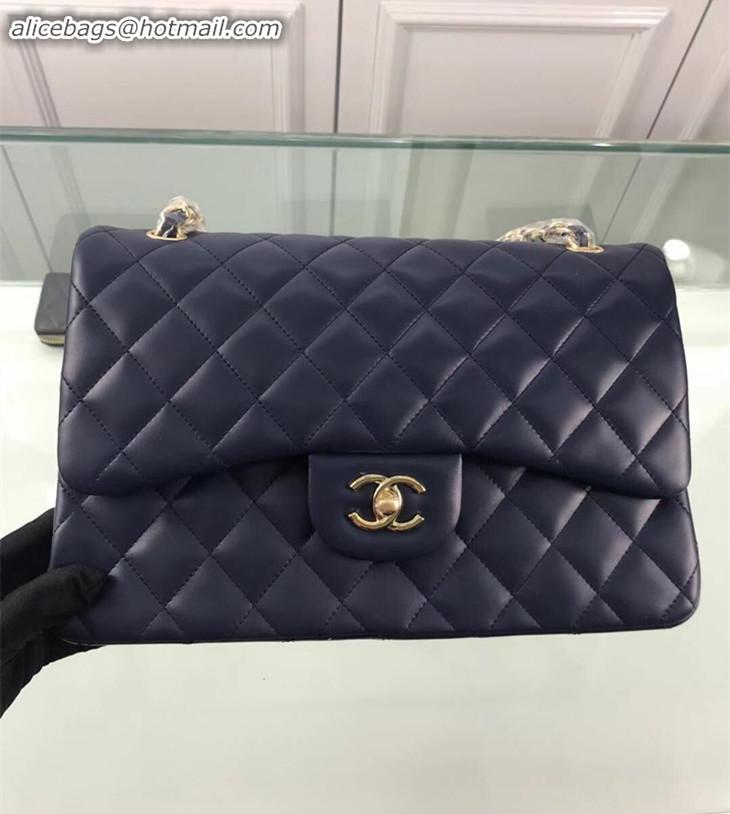 ​Top Quality Chanel Flap Shoulder Bag Original Lambskin Leather CF1113 Navy Blue Glod