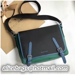 New Design BurBerry House Check Messenger Bag B9263 black&green