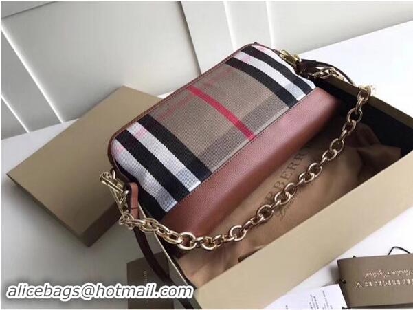 Big Discount Burberry Calfskin Leather Should Bag 41711 brown