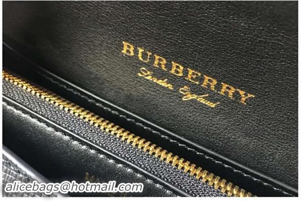 Unique Imitation BURBERRY Hampshire vintage check leather cross-body bag 24581 black