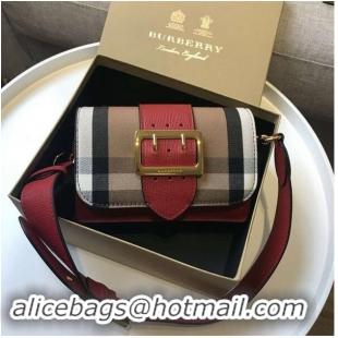 Grade  BURBERRY Hampshire vintage check leather cross-body bag 24581 red