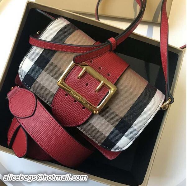 Grade  BURBERRY Hampshire vintage check leather cross-body bag 24581 red