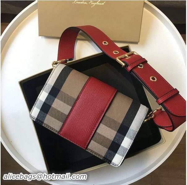 Grade  BURBERRY Hampshire vintage check leather cross-body bag 24581 red