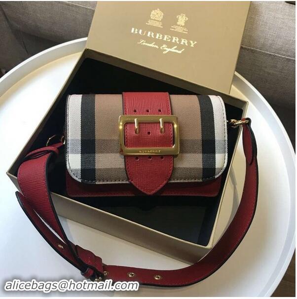 Grade  BURBERRY Hampshire vintage check leather cross-body bag 24581 red