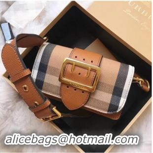 Original Cheap BURBERRY Hampshire vintage check leather cross-body bag 24581 brown