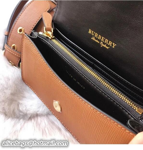 Original Cheap BURBERRY Hampshire vintage check leather cross-body bag 24581 brown