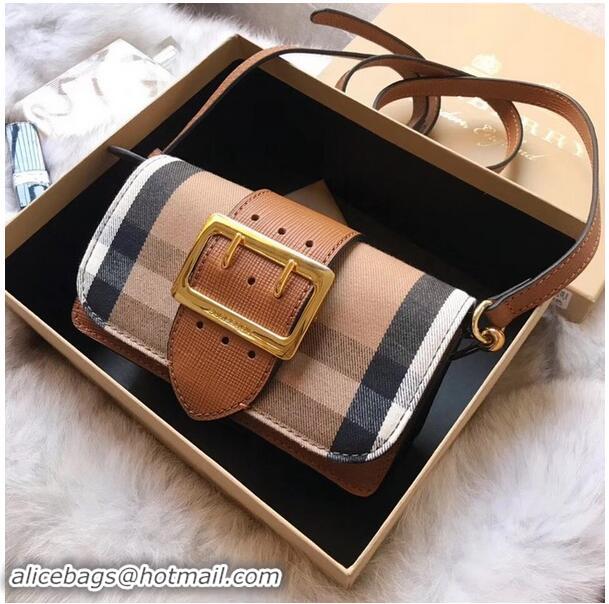 Original Cheap BURBERRY Hampshire vintage check leather cross-body bag 24581 brown