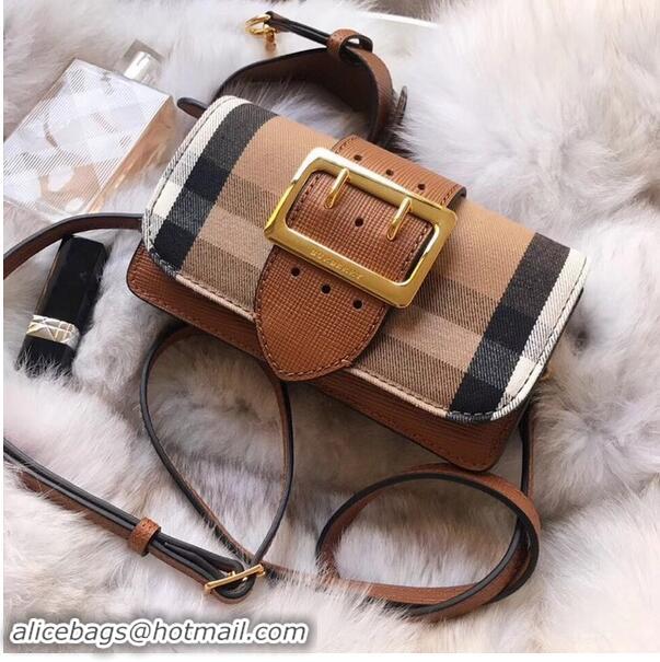 Original Cheap BURBERRY Hampshire vintage check leather cross-body bag 24581 brown