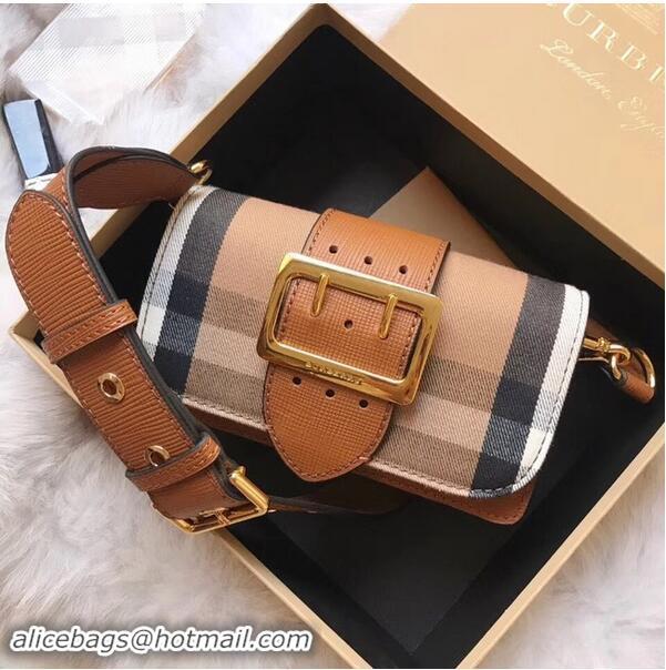 Original Cheap BURBERRY Hampshire vintage check leather cross-body bag 24581 brown