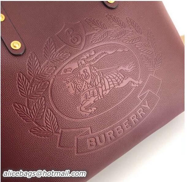 Imitation BURBERRY Embossed crest leather tote 13134 Burgendy