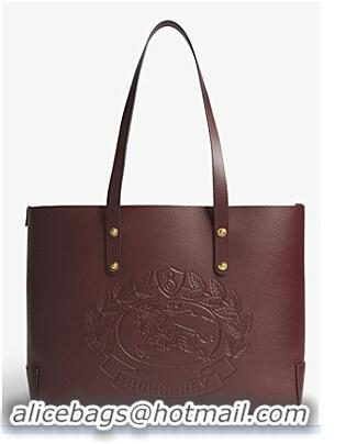 Imitation BURBERRY Embossed crest leather tote 13134 Burgendy