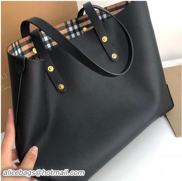 Stylish Discount BURBERRY Embossed crest leather tote 13134 black