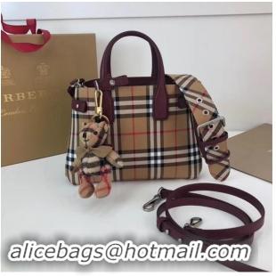 Imitation BURBERRY Baby Banner checked cross-body bag 10443 Burgundy