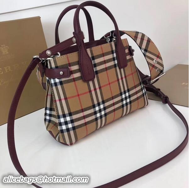 Imitation BURBERRY Baby Banner checked cross-body bag 10443 Burgundy