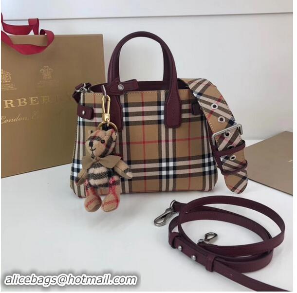 Imitation BURBERRY Baby Banner checked cross-body bag 10443 Burgundy