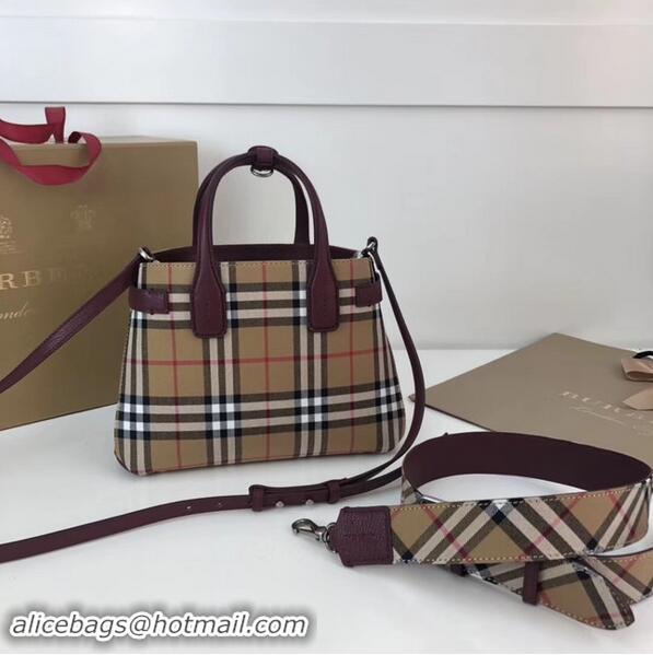 Imitation BURBERRY Baby Banner checked cross-body bag 10443 Burgundy