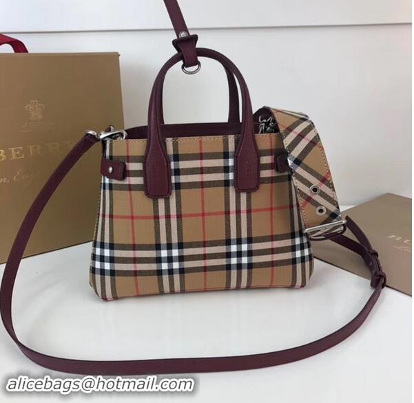 Imitation BURBERRY Baby Banner checked cross-body bag 10443 Burgundy