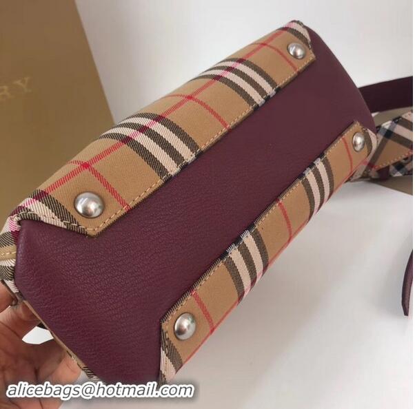 Imitation BURBERRY Baby Banner checked cross-body bag 10443 Burgundy