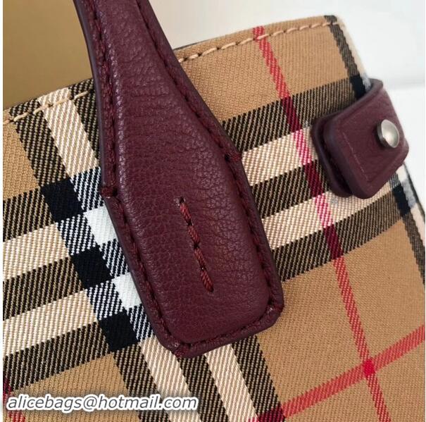 Imitation BURBERRY Baby Banner checked cross-body bag 10443 Burgundy