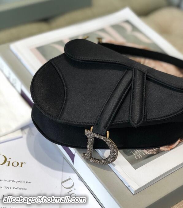 Market Sells Dior Mini Saddle Satin Crystal Bag M0447 Black