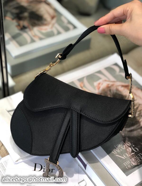 Market Sells Dior Mini Saddle Satin Crystal Bag M0447 Black