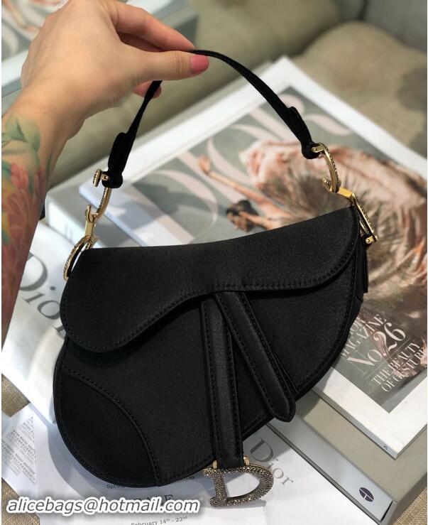 Market Sells Dior Mini Saddle Satin Crystal Bag M0447 Black