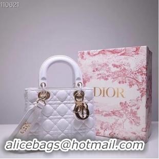 Unique Imitation Dior lucky badges Original sheepskin Tote Bag A88035 white