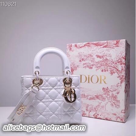 Unique Imitation Dior lucky badges Original sheepskin Tote Bag A88035 white