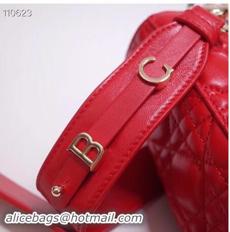 Top Quality Dior lucky badges Original sheepskin Tote Bag A88035 red