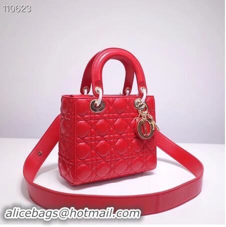 Top Quality Dior lucky badges Original sheepskin Tote Bag A88035 red