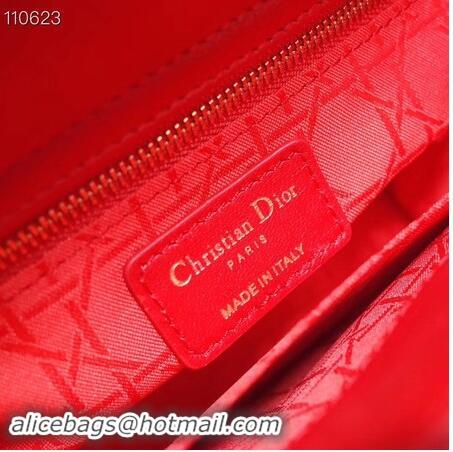 Top Quality Dior lucky badges Original sheepskin Tote Bag A88035 red