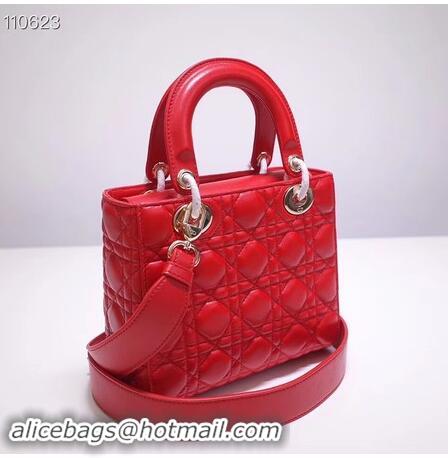 Top Quality Dior lucky badges Original sheepskin Tote Bag A88035 red