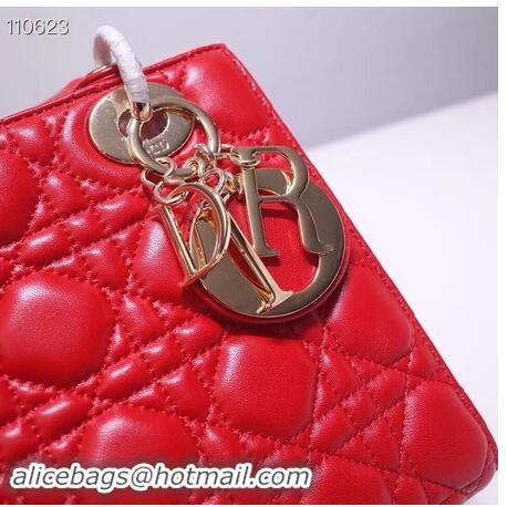 Top Quality Dior lucky badges Original sheepskin Tote Bag A88035 red