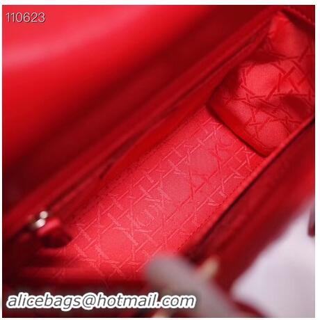 Top Quality Dior lucky badges Original sheepskin Tote Bag A88035 red