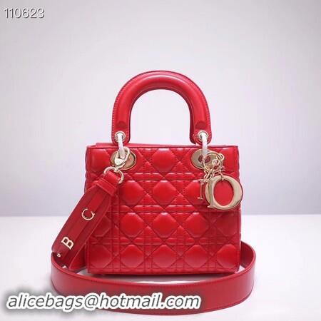 Top Quality Dior lucky badges Original sheepskin Tote Bag A88035 red