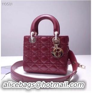 Buy Grade Dior lucky badges Original sheepskin Tote Bag A88035 burgundy